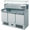 SALADETTE 3 PORTE IN ACCIAIO INOX CON PIANO IN GRANITO E VETRINA REFRIGERATA INGREDIENTI