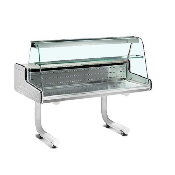 Vitrine réfrigérée VR en verre courbé avec support et roulettes
