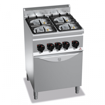 CUCINA A GAS 4 FUOCHI SU FORNO A GAS 1/1 - ECO POWER - SERIE 60