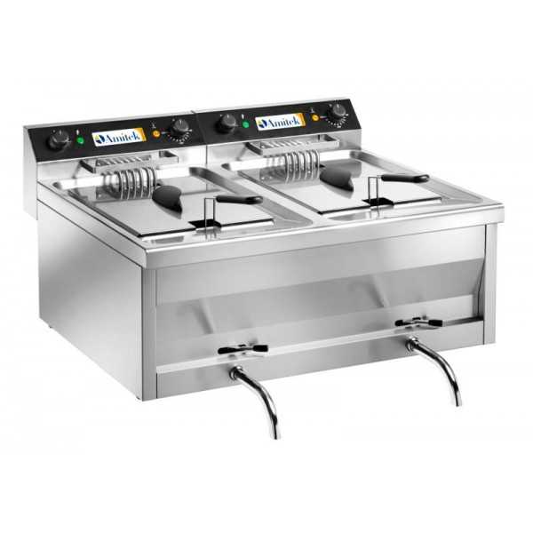 FRITEUSE ÉLECTRIQUE 12+12 LT AVEC ROBINET DE VIDANGE FRITEUSE ÉLECTRIQUE 12+12 LT AVEC ROBINET DE VIDANGE