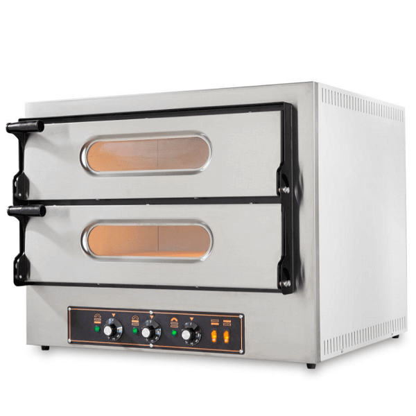 FORNO PIZZA ELETTRICO A CONTROLLO MECCANICO 2 CAMERE 2 + 2 PIZZE - LINEA CUBO