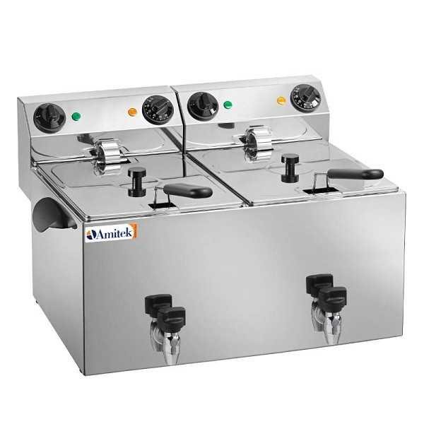 FRITEUSE DE COMPTOIR AVEC DEUX CUVES ET ROBINET DE VIDANGE - CAPACITÉ 10+10 L FRITEUSE DE COMPTOIR AVEC DEUX CUVES ET ROBINET DE VIDANGE - CAPACITÉ 10+10 L