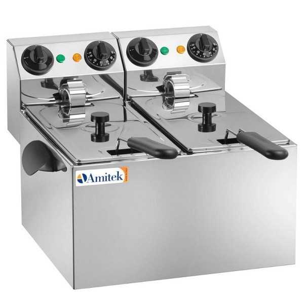 FRITEUSE ÉLECTRIQUE À DOUBLE CUVE - 3+3 Lt