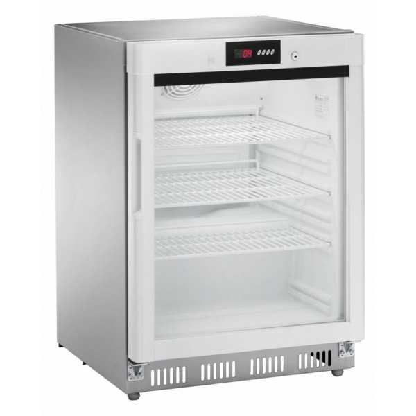 Armoire réfrigérée statique numérique positive 0 + 8 °C 140 L Inox + porte vitrée