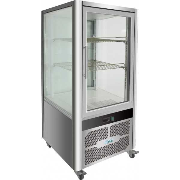 ESPOSITORE REFRIGERATO VERTICALE IN ACCIAIO INOX - DOPPIO VETRO SU 4 LATI - CAPACITA\' Lt 200