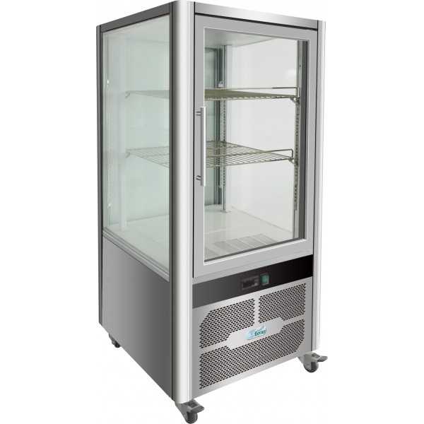 VITRINE RÉFRIGÉRÉE VERTICALE EN ACIER INOXYDABLE - DOUBLE VITRAGE SUR 4 CÔTÉS - CAPACITÉ 200 Lt