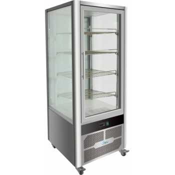 ESPOSITORE REFRIGERATO VERTICALE IN ACCIAIO INOX - DOPPIO VETRO SU 4 LATI - CAPACITA\' Lt 408