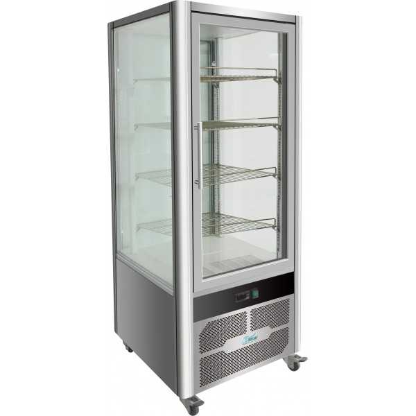 VITRINE RÉFRIGÉRÉE VERTICALE EN ACIER INOXYDABLE - DOUBLE VITRAGE SUR 4 CÔTÉS - CAPACITÉ 408 Lt