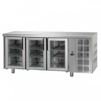 TAVOLO REFRIGERATO GN 1/1 A TEMPERATURA NORMALE 3 PORTE CON PIANO IN ACCIAIO INOX