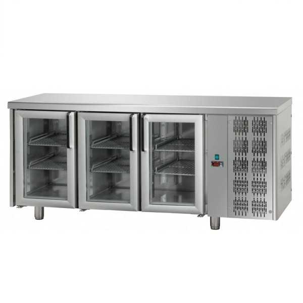 TAVOLO REFRIGERATO GN 1/1 A TEMPERATURA NORMALE 3 PORTE CON PIANO IN ACCIAIO INOX