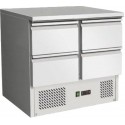 SALADETTE REFRIGERATA STATICA IN ACCIAIO INOX CON 4 CASSETTI - Temperatura 2 / 8 gradi - Dimensioni L.90 x P.70 x H.87 cm (cod. AK901-4D)