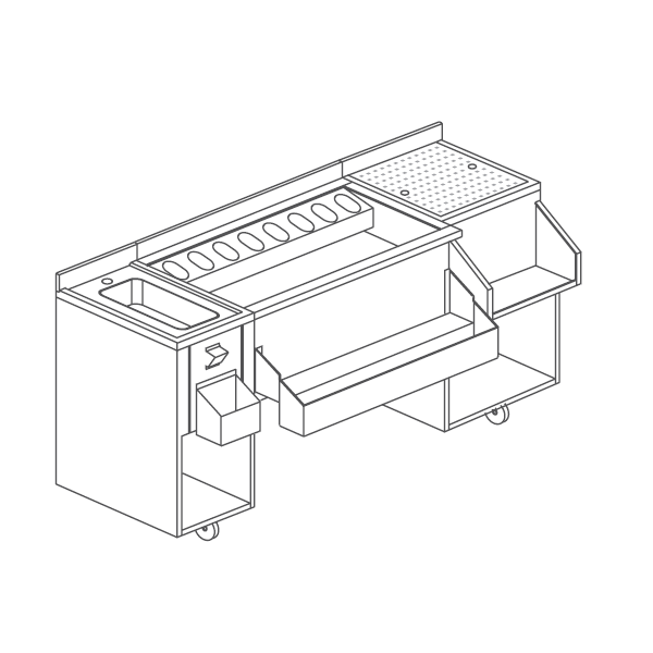 WORKSTATION PER COCKTAIL IN ACCIAIO INOX