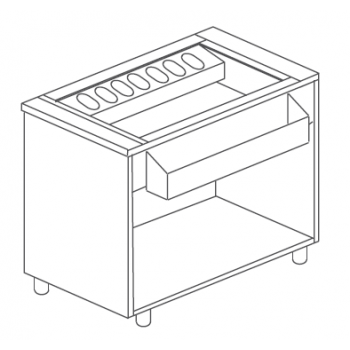 WORKSTATION PER COCKTAIL DA INCASSO SU MOBILE IN ACCIAIO INOX