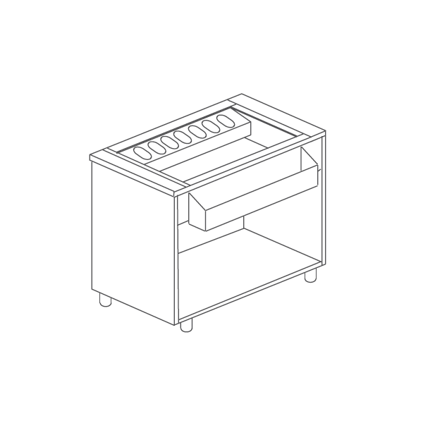 WORKSTATION PER COCKTAIL DA INCASSO SU MOBILE IN ACCIAIO INOX