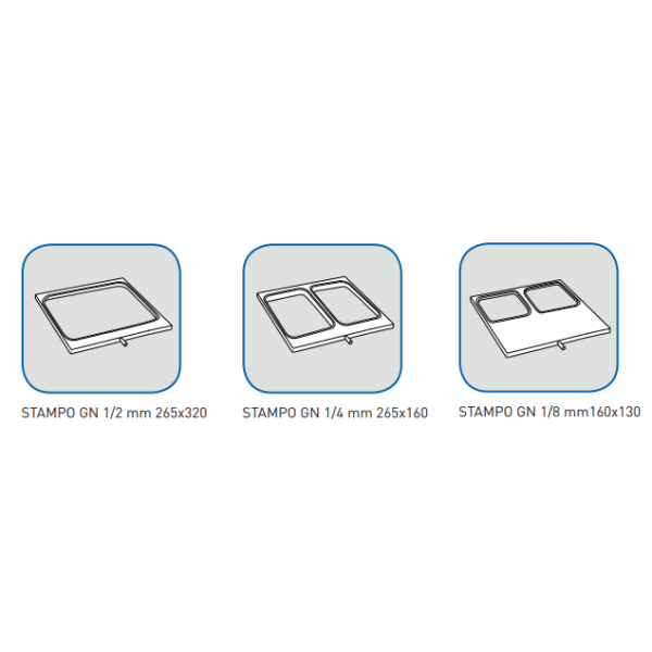 STAMPI PER TERMOSIGILLATRICE DA BANCO MANUALE - DIMENSIONI MAX CONTENITORE 26,5 x 32,5 cm