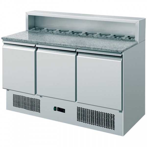 SALADETTE 3 PORTES AVEC DESSUS EN GRANIT, CONÇUE POUR 8 BAC GN 1/6