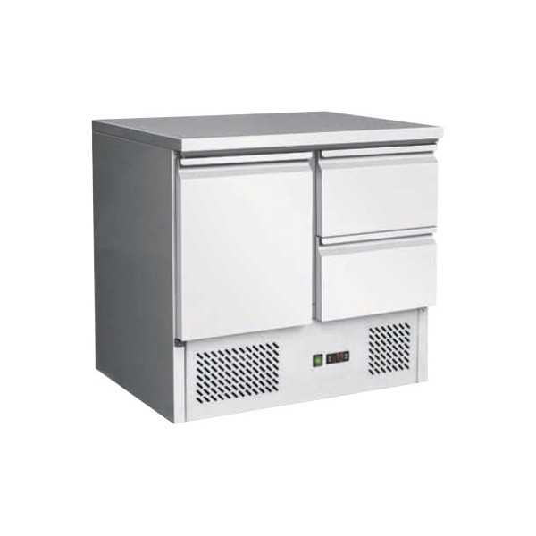 SALADETTE 1 PORTE AVEC TIROIR ET PLATEAU EN ACIER INOXYDABLE