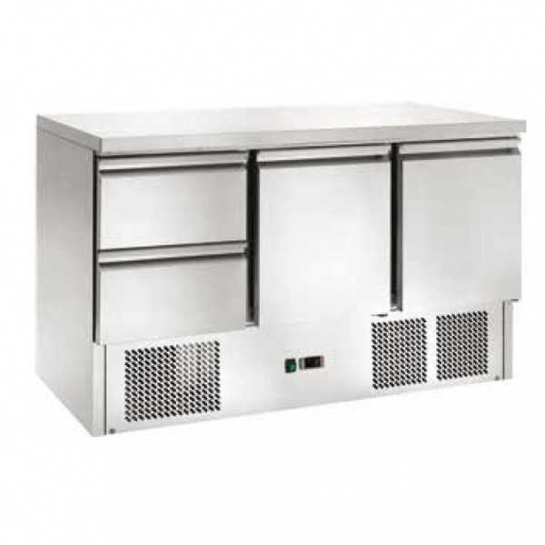 SALADETTE 2 PORTES AVEC TIROIR EN ACIER INOXYDABLE