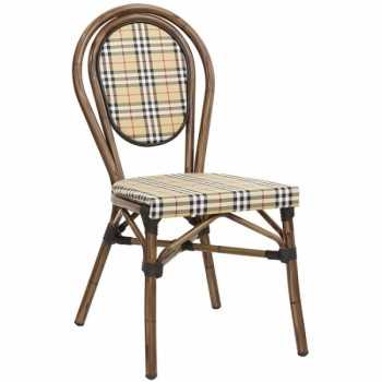 SEDIA IN ALLUMINIO VERNICIATO BAMBU\' TESSUTO IN TEXTILENE