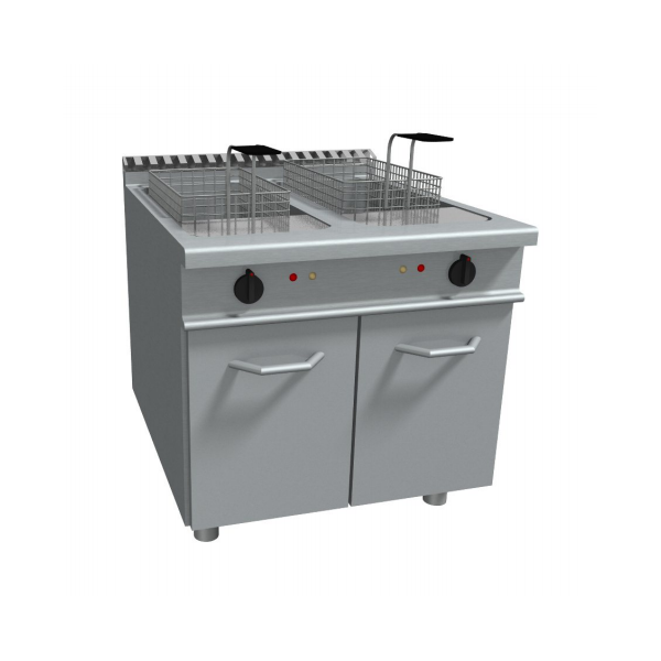 FRITEUSE ÉLECTRIQUE À DEUX CUVES SUR MEUBLE - 17 + 17 Lt