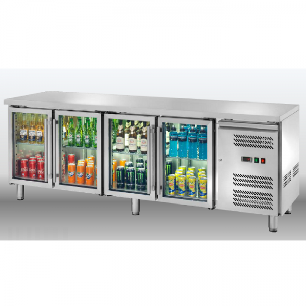 BANCO REFRIGERATO A QUATTRO PORTE IN VETRO - TEMPERATURA -2 / +8 °C - L.223 x P.70 x H.86 cm