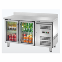 BANCO REFRIGERATO A DUE PORTE IN VETRO CON ALZATINA - TEMPERATURA -2 / +8 °C - L.136 x P.70 x H.96 cm