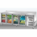 BANCO REFRIGERATO A QUATTRO PORTE IN VETRO CON ALZATINA - TEMPERATURA -2 / +8 °C - L.223 x P.70 x H.96 cm