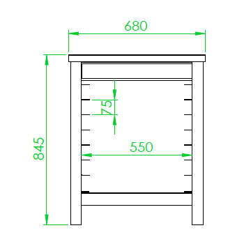 SUPPORTO PER FORNO - L.61 x P.68 x H.85 cm - PORTATEGLIE DA 8 TEGLIE GN 1/1