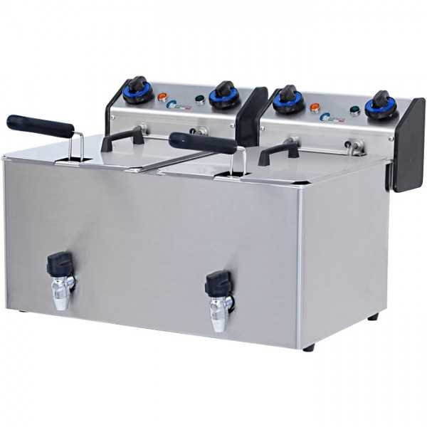 FRITEUSE ÉLECTRIQUE 8 + 8 LT AVEC ROBINET DE VIDANGE FRITEUSE ÉLECTRIQUE 8 + 8 LT AVEC ROBINET DE VIDANGE