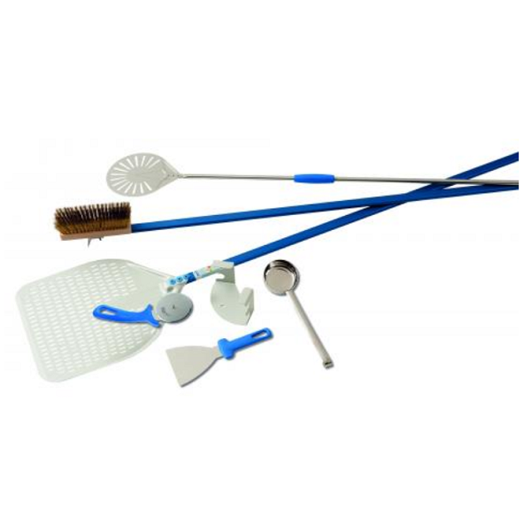 SET PIZZA PROFESSIONALE PALA FORATA LINEA AZZURRA GI.METAL - 7 ARTICOLI