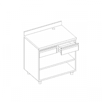 Banco macchina caffè a giorno con cassetto neutro, battifondi e alzatina