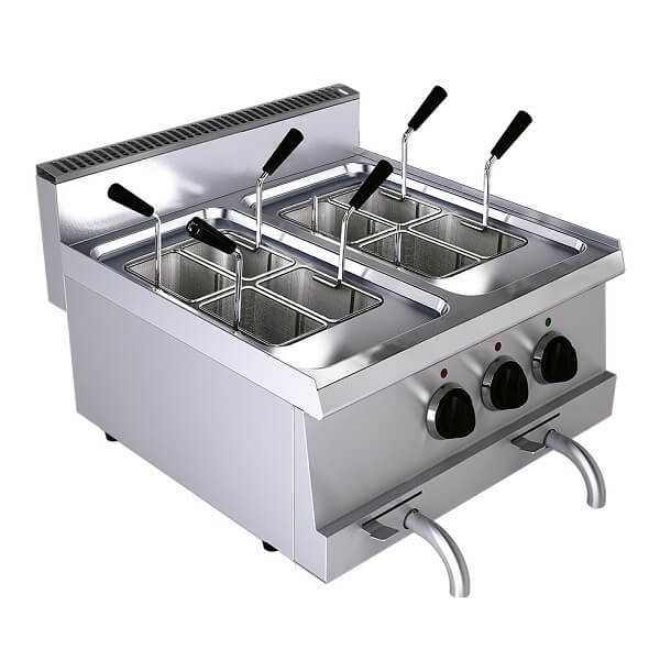 Cuocipasta elettrico 10 + 10 L da banco, profondità 60 cm, potenza 9 kW