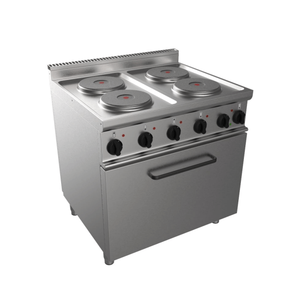 Cucina elettrica 4 piastre su forno elettrico profondità 70 cm, potenza  15,9 kW