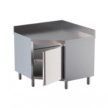 TAVOLO INOX AD ANGOLO CON...