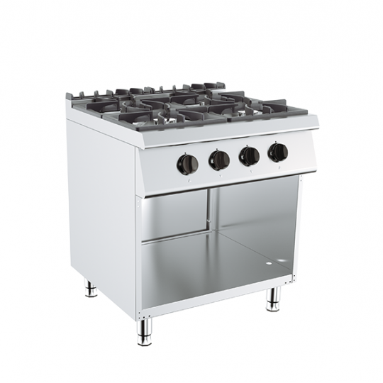 Cucina A Gas 4 Fuochi Wintem Con Portabombola Integrato - Libera Installazione, Per Interno Ed Esterno, Struttura Compatta E Robusta, Colore Nero