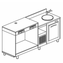 BANCO REFRIGERATO CON 1 VANO, PIANO MACCHINA CAFFÈ E LAVELLO - L.200 cm