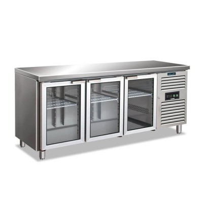 Tavolo refrigerato 3 porte in vetro +2°/+8° C | 179,5 x 70 x 86 cm